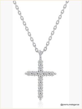 0.5 CT Moissanite Cross Pendant Necklace 925 Sterling Silver 18K Gold Plated